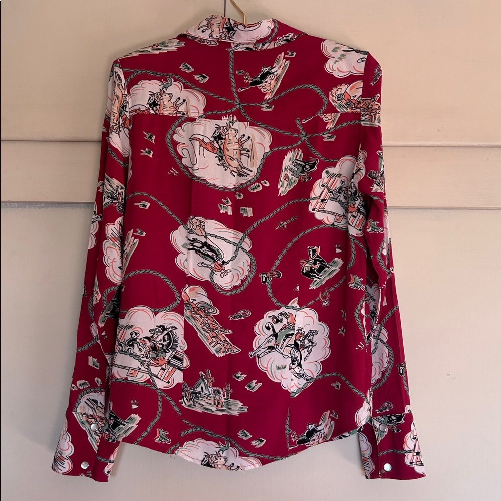Loco Lindo Burgundy Cowgirl Vintage Style Western Snap Shirt XS - Picture 4 of 4